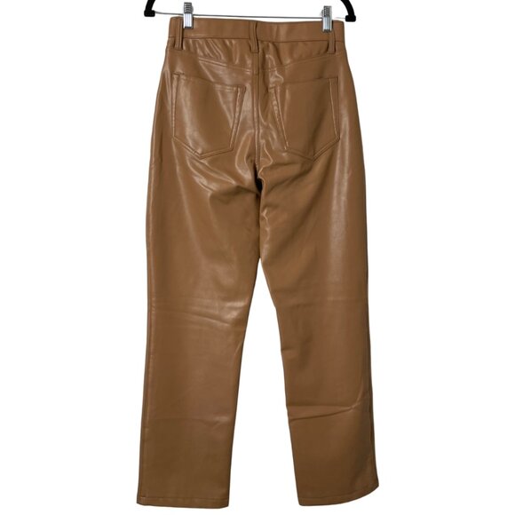 Abercrombie & Fitch Curve Love 27 4 Tan Vegan Leather Pants 90s Straight Ultra - Picture 3 of 10